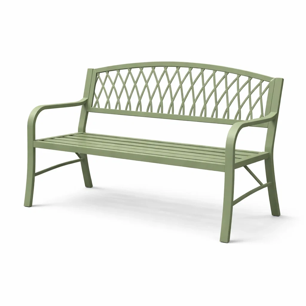 Banc de jardin en métal vert 128 cm-furnoveta