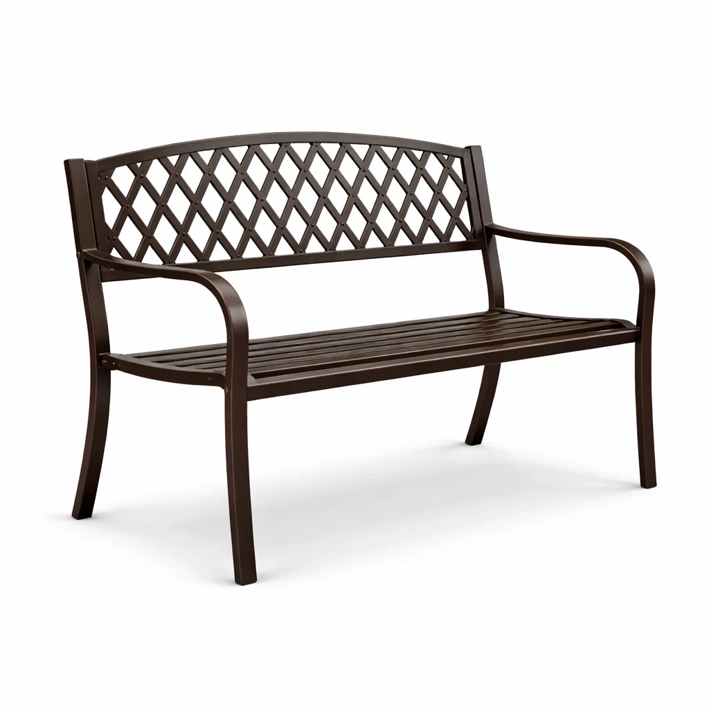 Banc de jardin en métal brun 127 cm-furnoveta