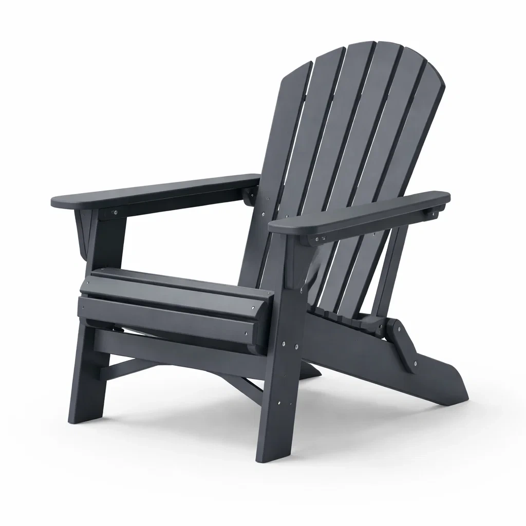 Chaise Adirondack en Bois Réutilisé Gris Anthracite-furnoveta