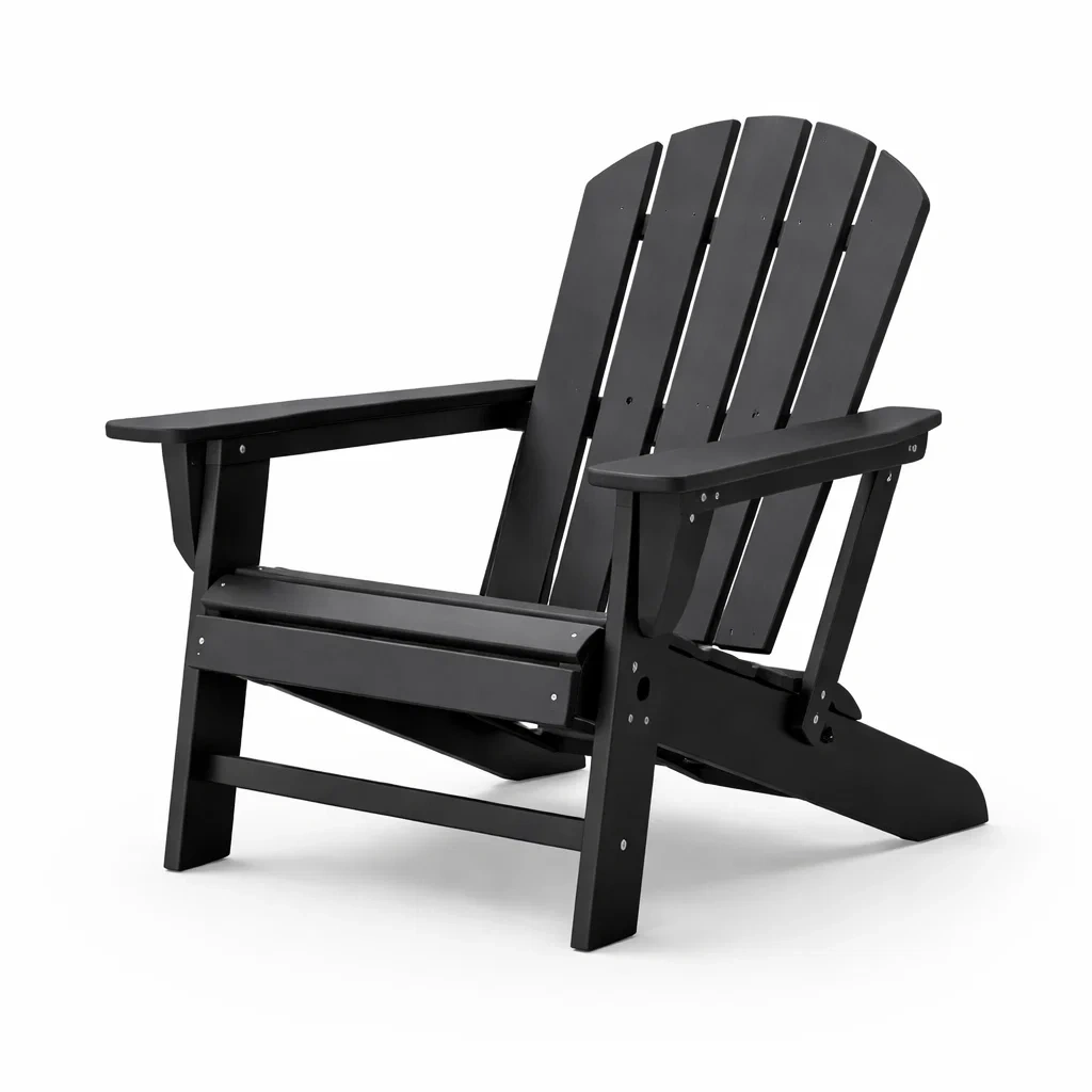 Chaise Adirondack en bois composite Noir pour extérieur-furnoveta