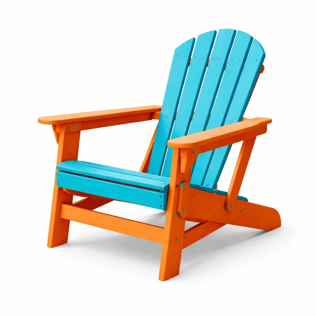 Chaise Adirondack en bois composite bleu et orange 90x75x89 cm-furnoveta