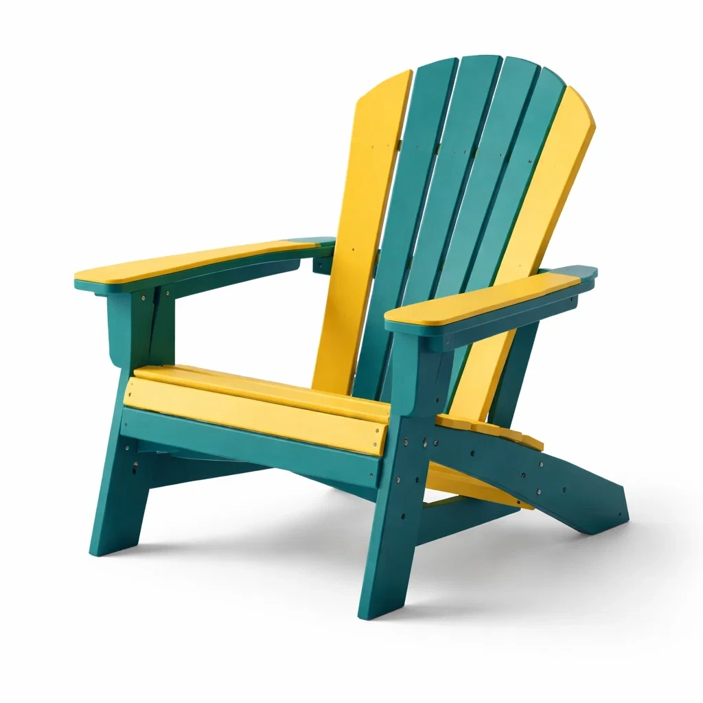 Chaise Adirondack en Plastique Jaune/Bleue-furnoveta