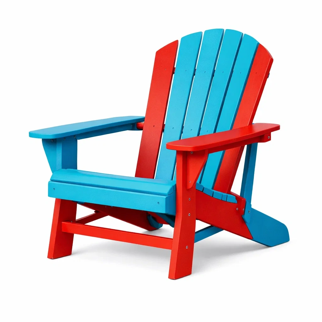 Chaise Adirondack en plastique bleu/rouge-furnoveta