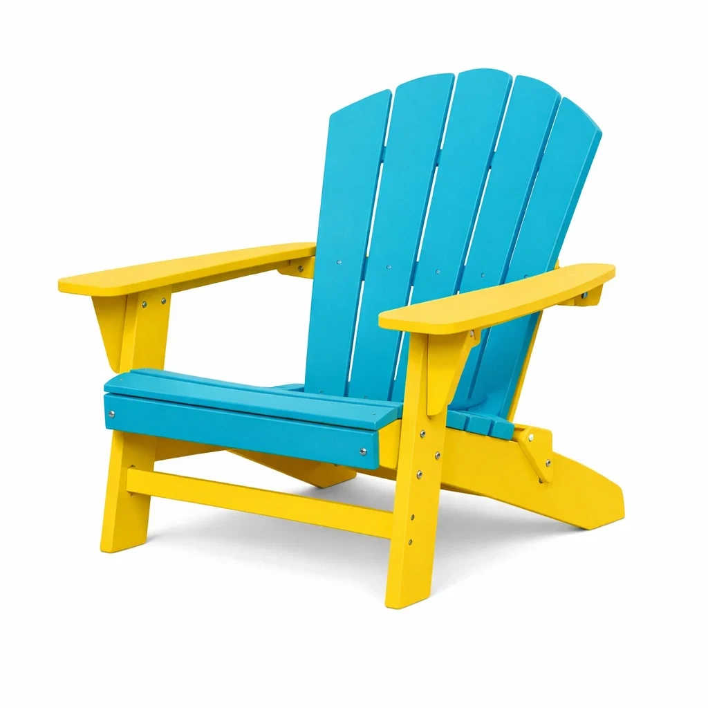 Chaise Adirondack en Bois Composite Bleu et Jaune-furnoveta