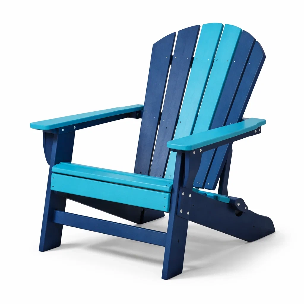Chaise Adirondack en Polyéthylène Bleu Foncé et Bleu Clair-furnoveta