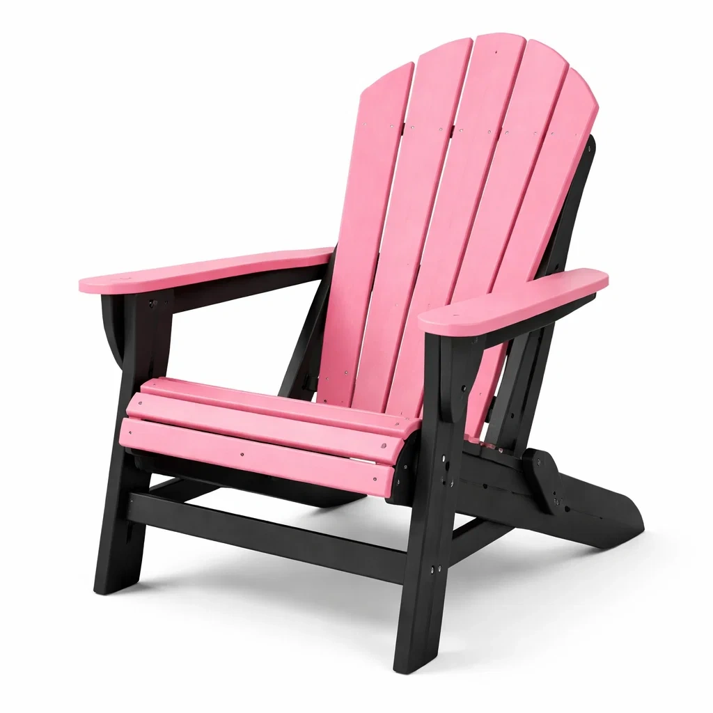 Chaise Adirondack en bois composite rose et noir pour extérieur-furnoveta