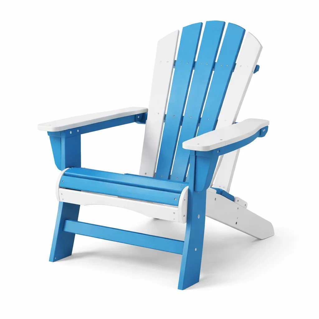 Chaise Adirondack d'extérieur en plastique Bleu et Blanc-furnoveta
