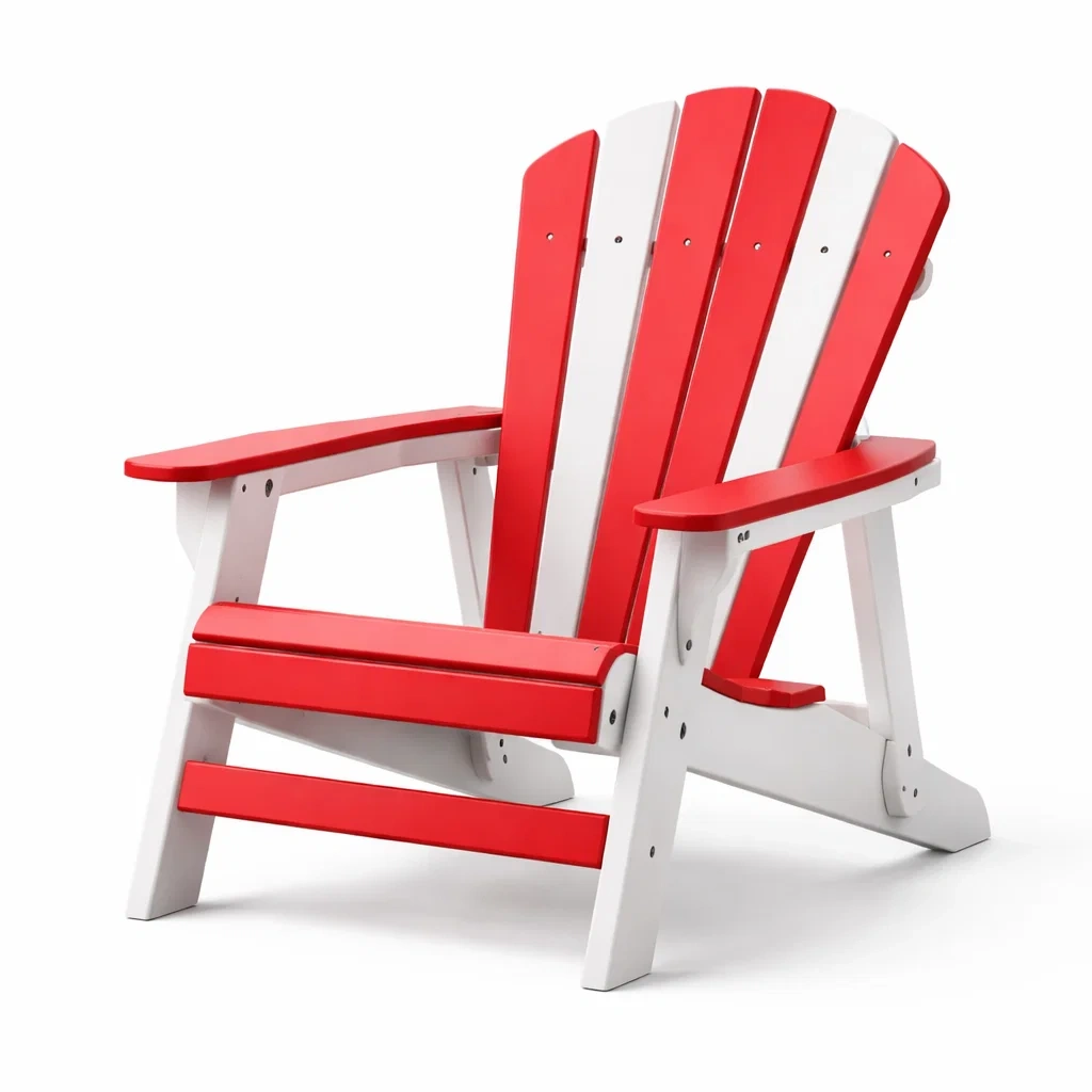 Chaise Adirondack en plastique HDPE Rouge et Blanc 80x76x90cm-furnoveta