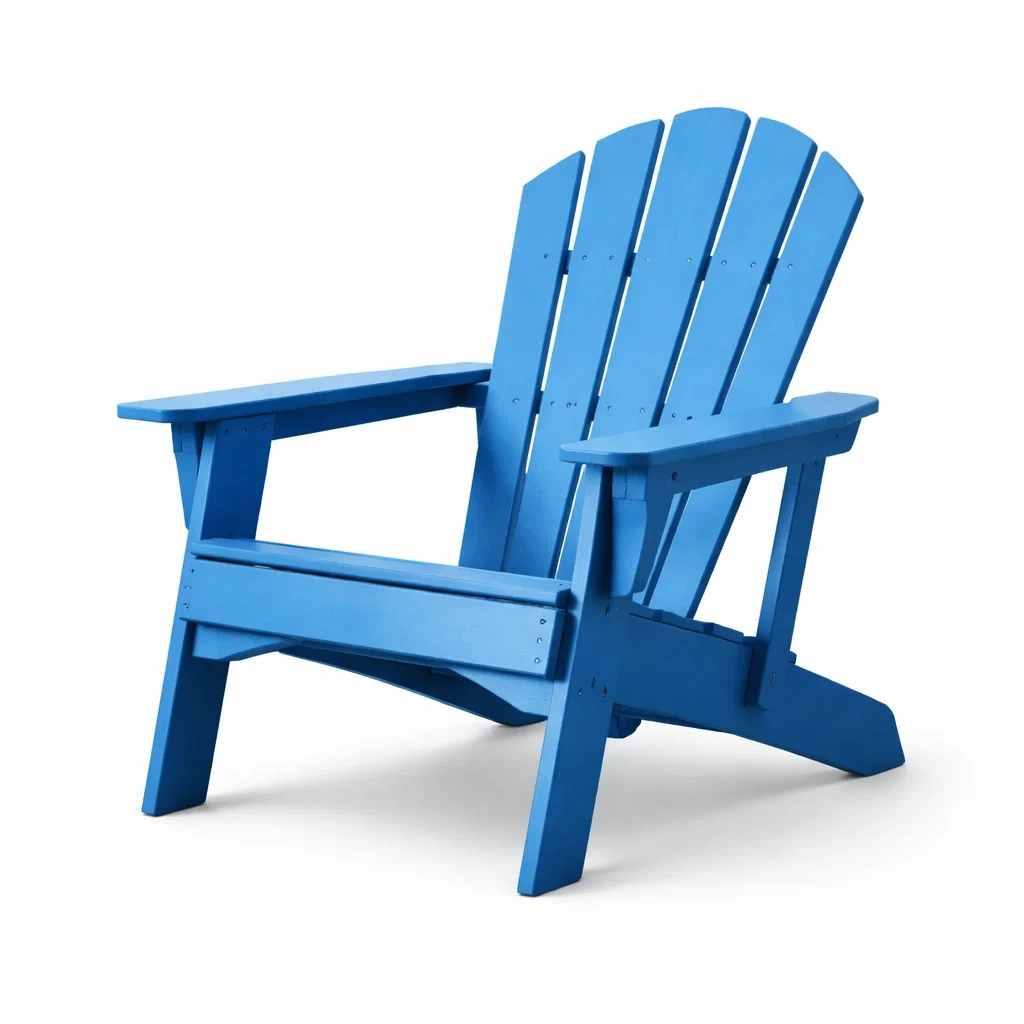 Chaise Adirondack d'extérieur en plastique bleu-furnoveta