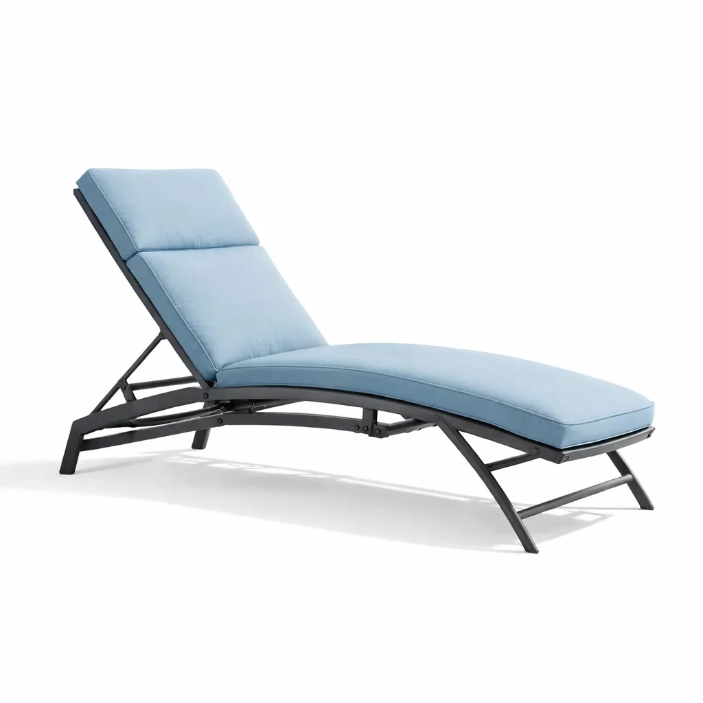 Chaise Longue en Métal avec Coussin en Polyester Bleu-furnoveta