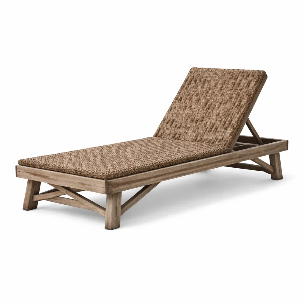 Chaise longue en bois et résine tressée Brun-furnoveta