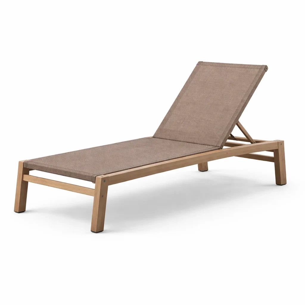 Chaise Longue en Bois et Textilène Marron-furnoveta