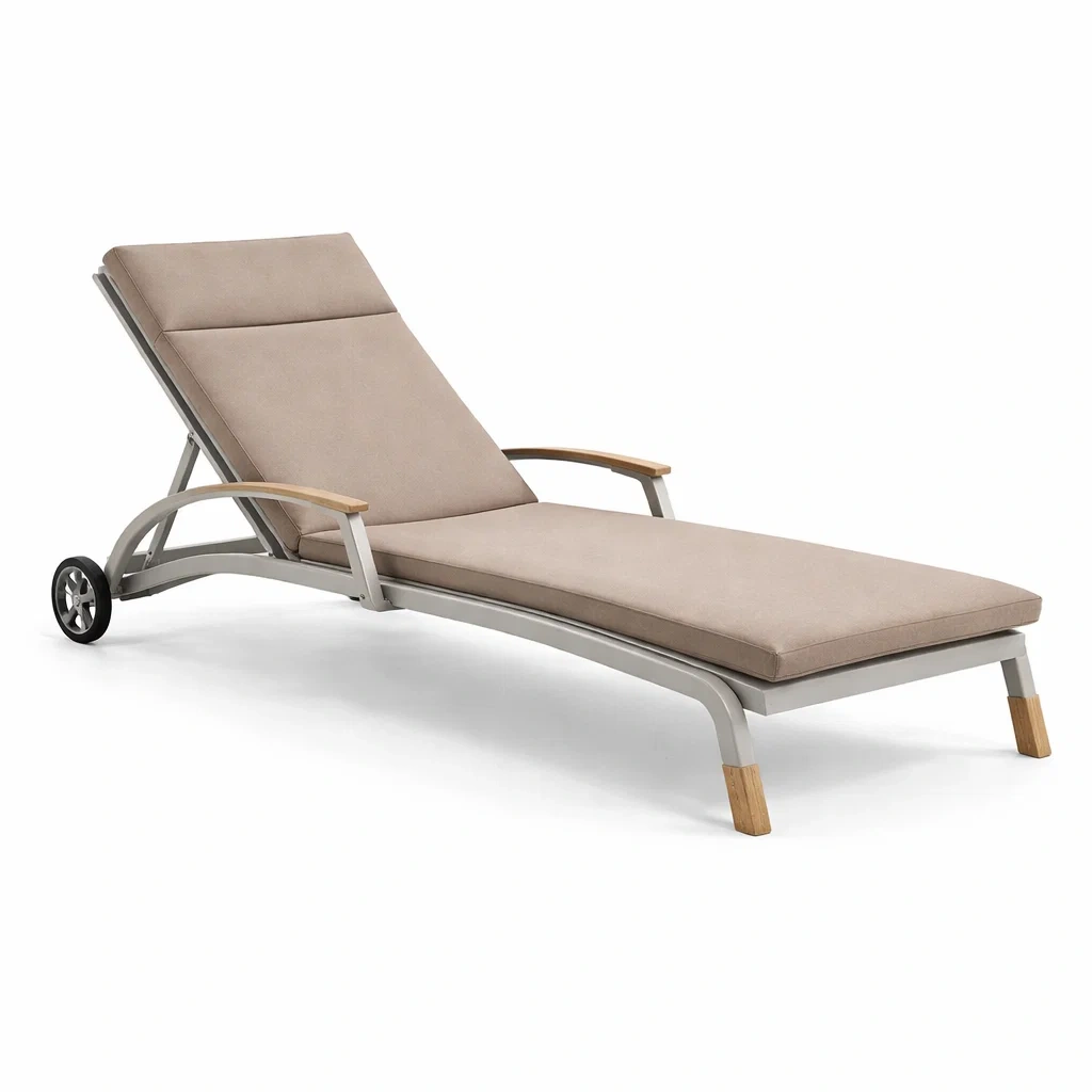 Chaise Longue en Aluminium et Similicuir Réglable Beige-furnoveta