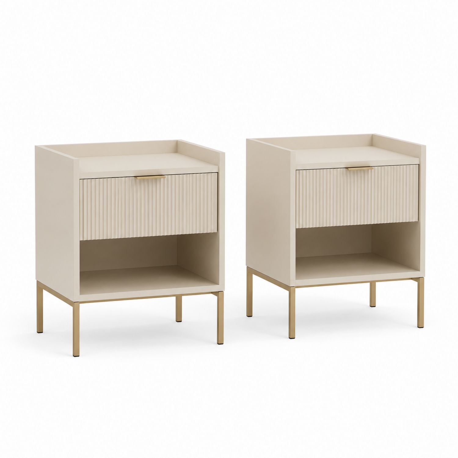 Zestaw szafek nocnych z MDF i stali, 60x40x30 cm, Beżowy-Casavivarte