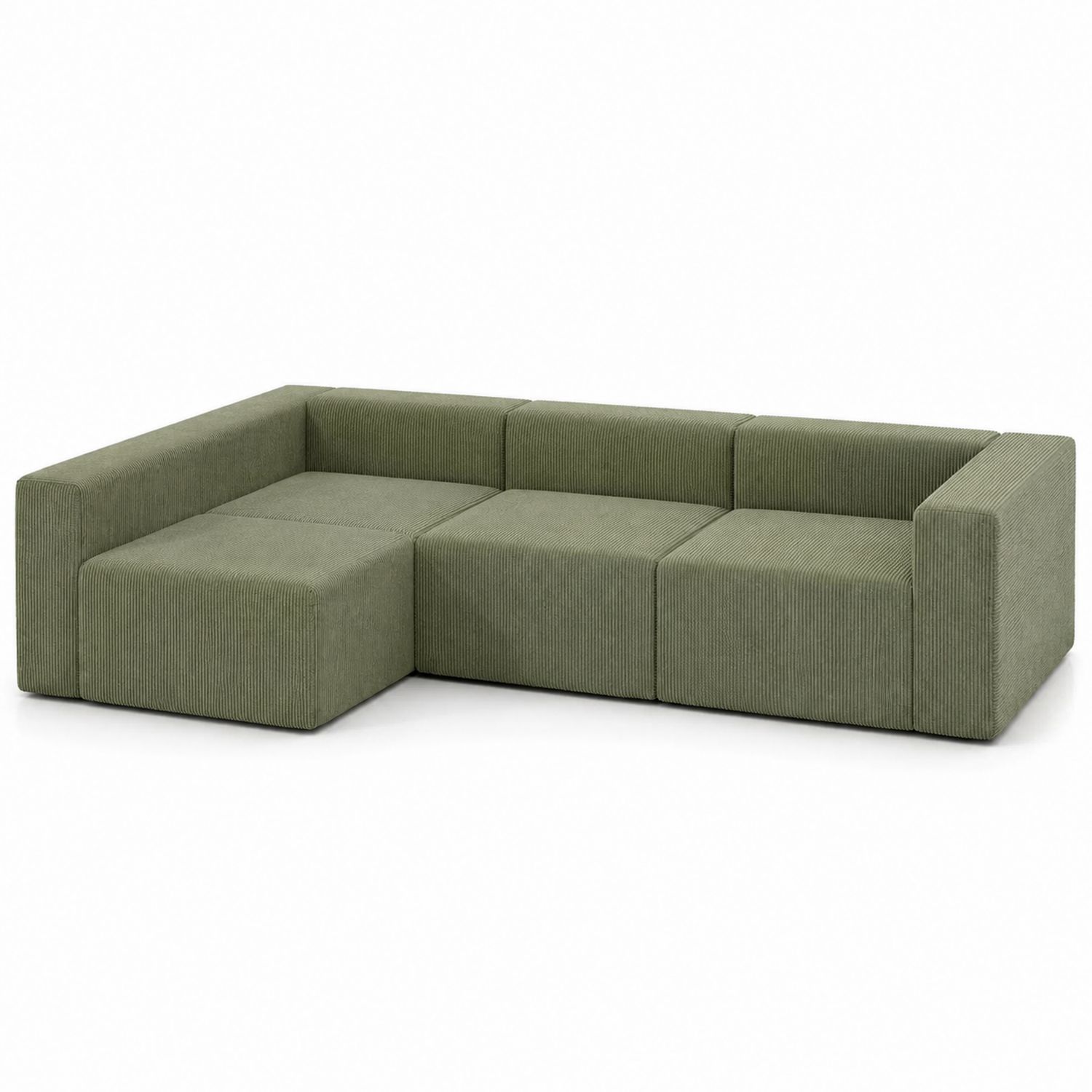 Modułowa sofa narożna, sztruks, Zielony, 270x90x70 cm-Casavivarte