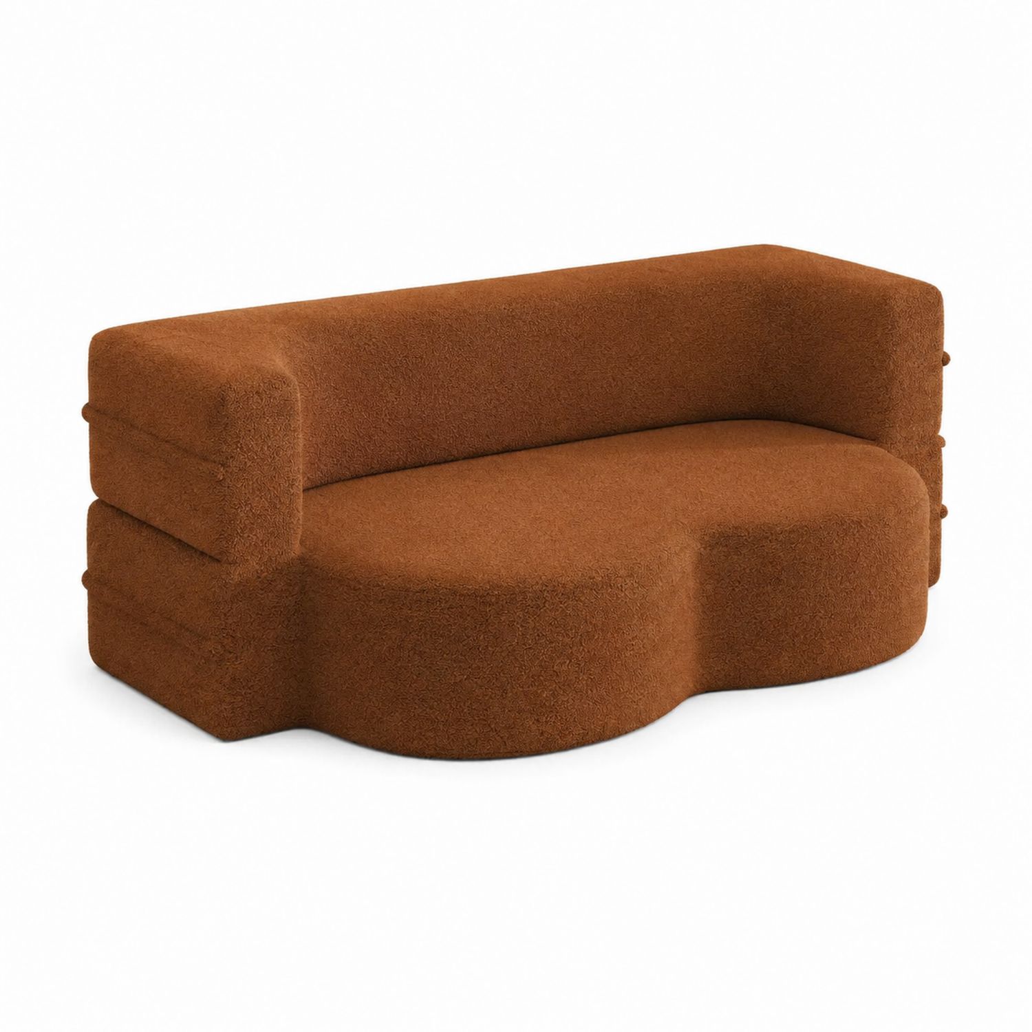 Sofa z tkaniny boucle Brązowa 200x85x70 cm-Casavivarte