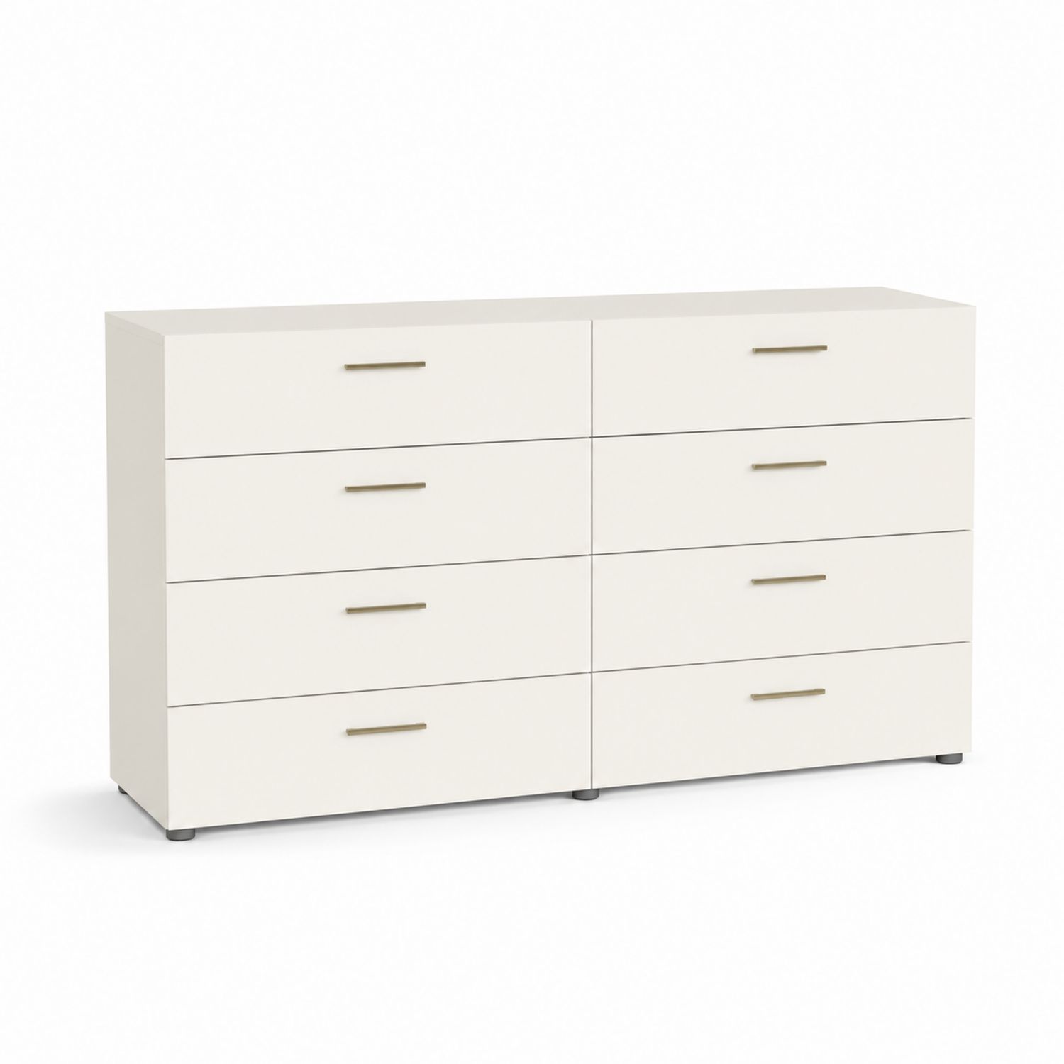 Biała Komoda 8 Szuflad MDF i Metal-Casavivarte