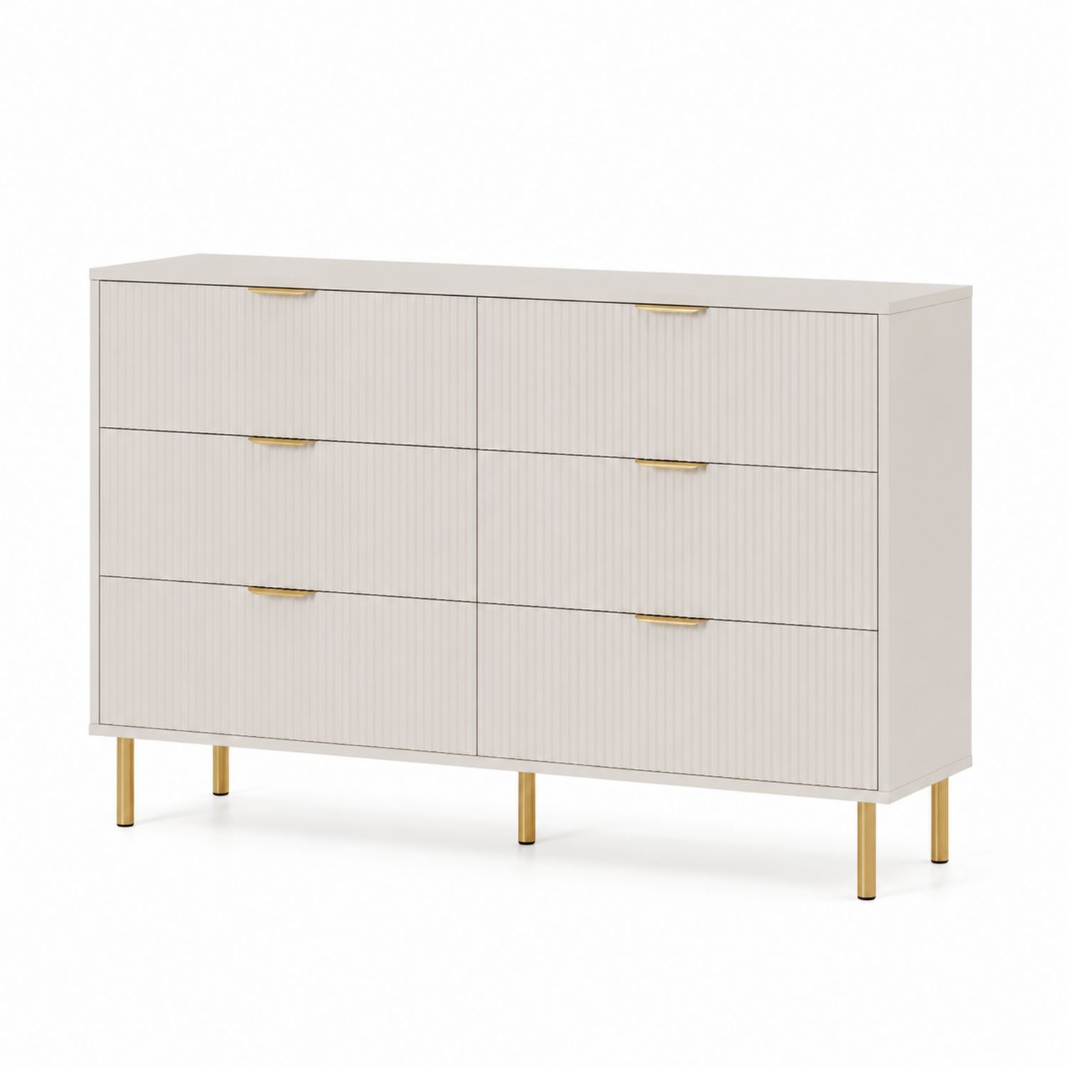 Komoda sześcioszufladowa MDF i metal, beżowa-Casavivarte