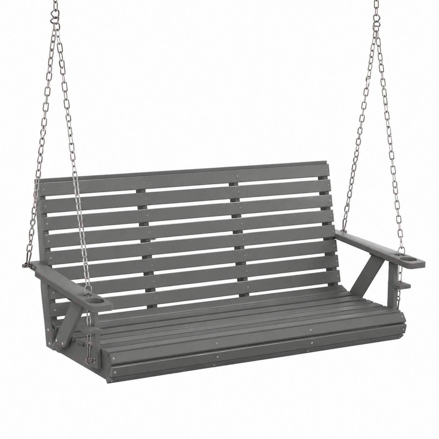 Drewniana Ławka Huśtawkowa z Łańcuchami Szara 150cm-Casavivarte