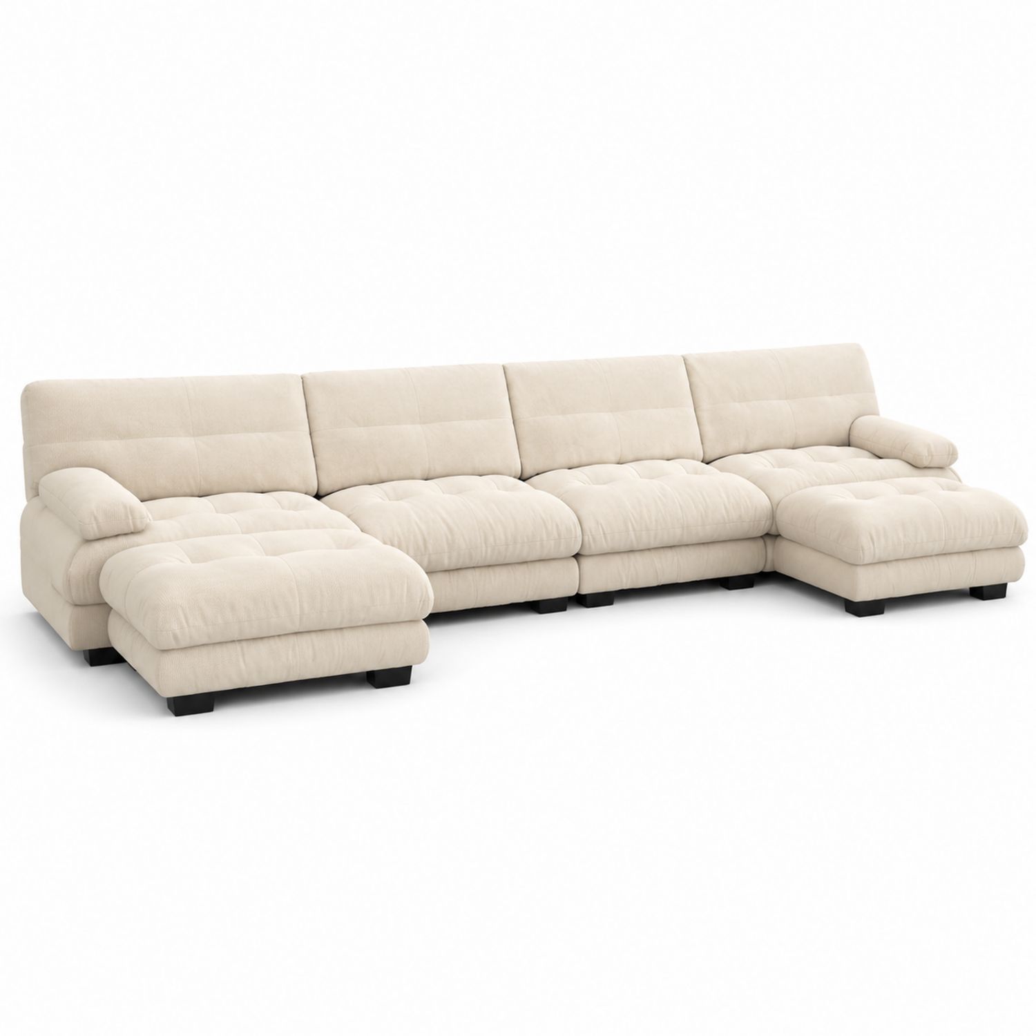 Modułowa narożna sofa z tkaniny w kolorze Beżowym-Casavivarte