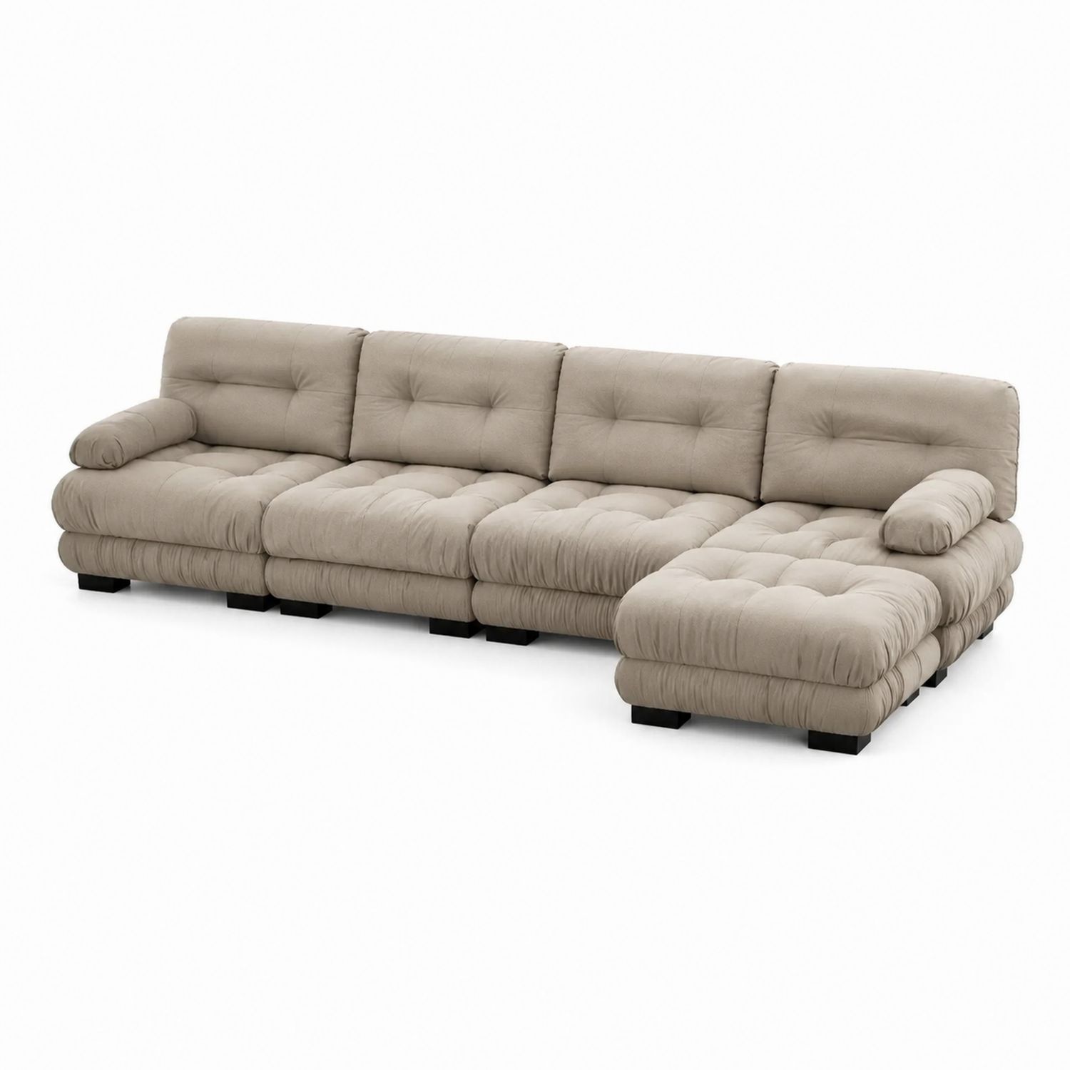 Sofa narożna modułowa tkanina beżowy 300x150x85 cm-Casavivarte