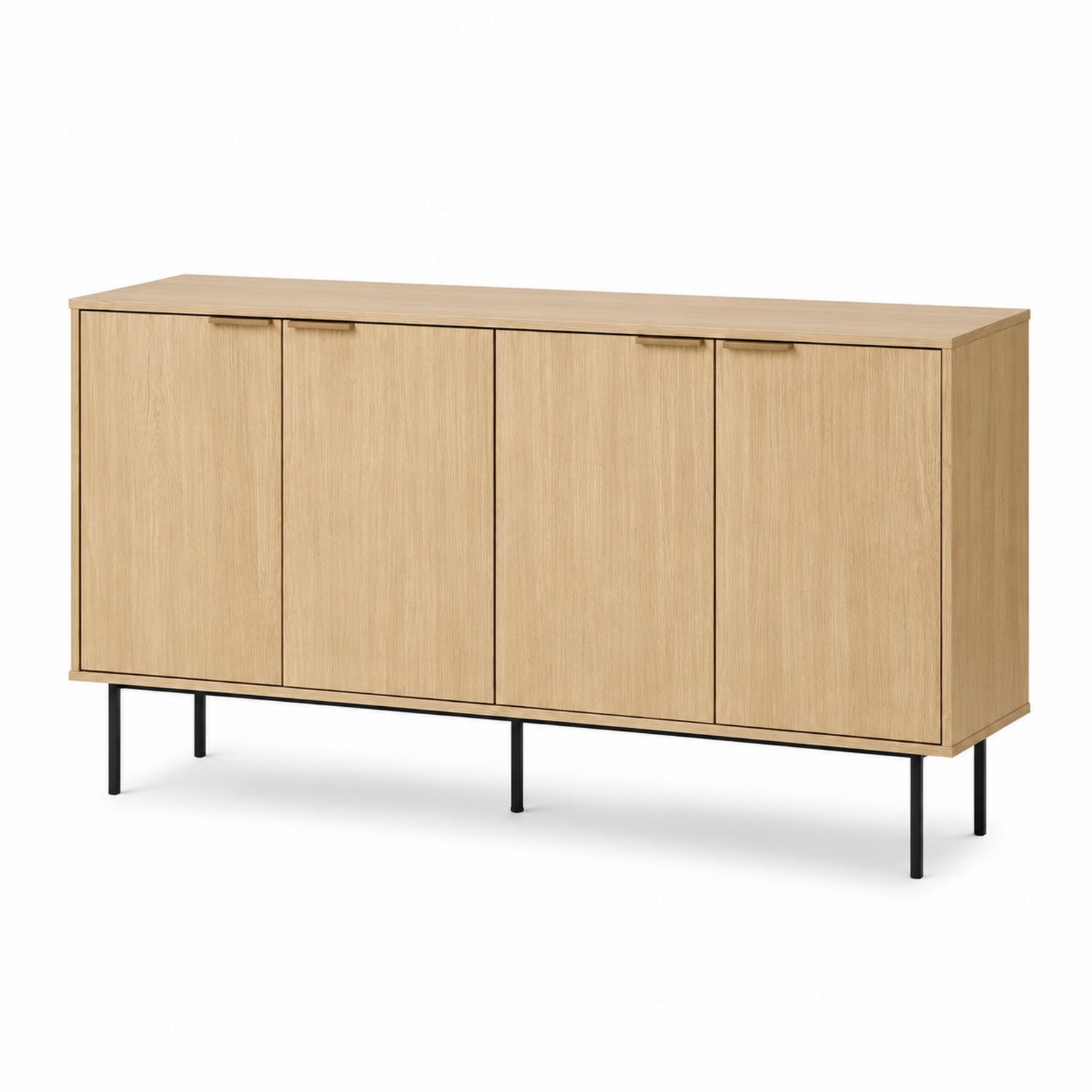 Kredens drewniany z forniru dębowego 120x40x75 cm czarny-Casavivarte