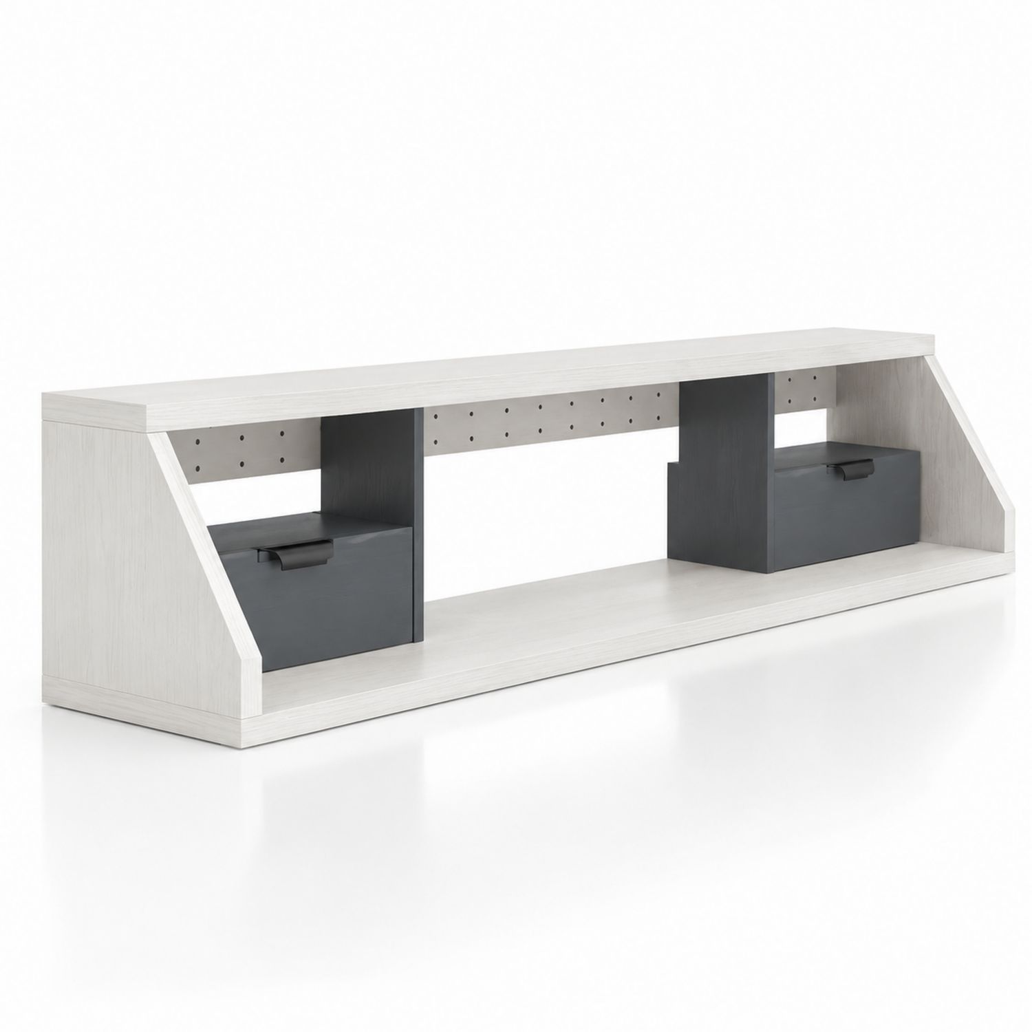 Szafka RTV z płyty MDF 150x35x45 cm Jasnoszary/Grafitowy-Casavivarte