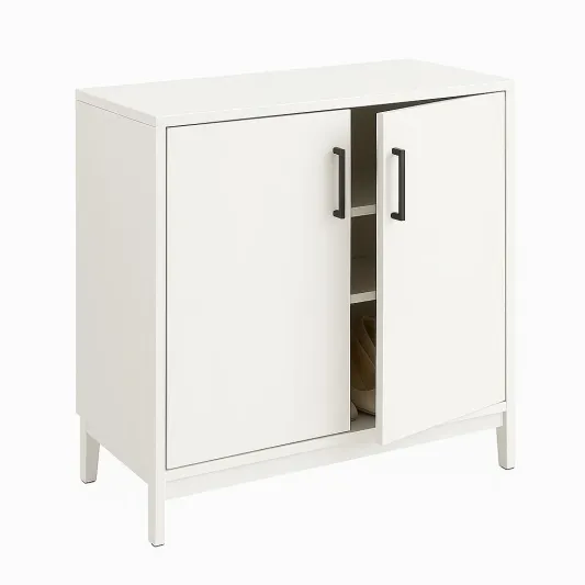 Weißer MDF-Schrank mit zwei Türen-kormelvia