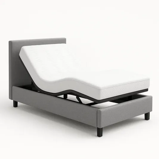 Elektrisch verstellbares Bett mit Matratze 200x140 cm Stahl Grau-kormelvia