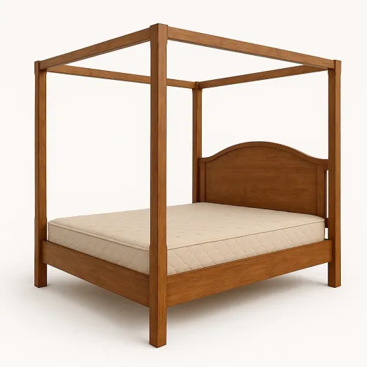 Massivholz Himmelbett mit Matratze, 200x160 cm, Braun-kormelvia