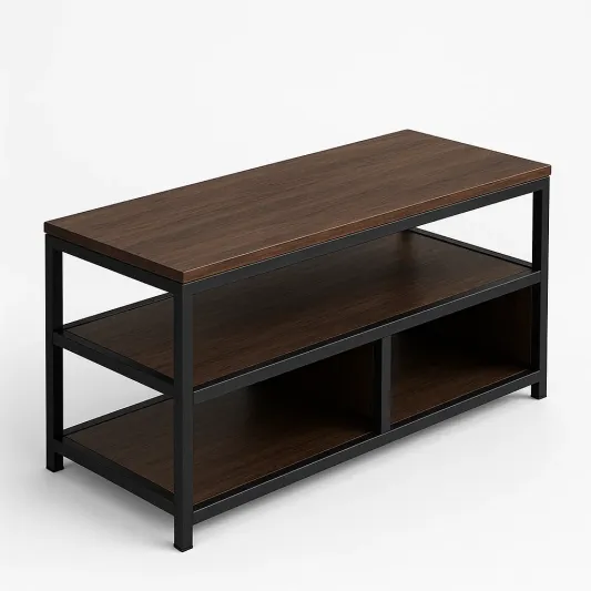 Regaltisch aus MDF mit Metallrahmen Braun 100x40x50cm-kormelvia