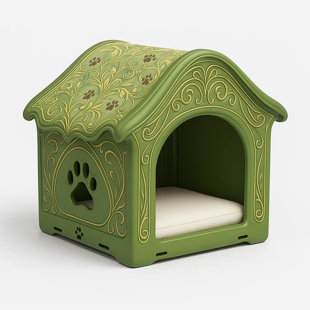 Hundehütte aus Kunststoff mit Kissen-livzexa