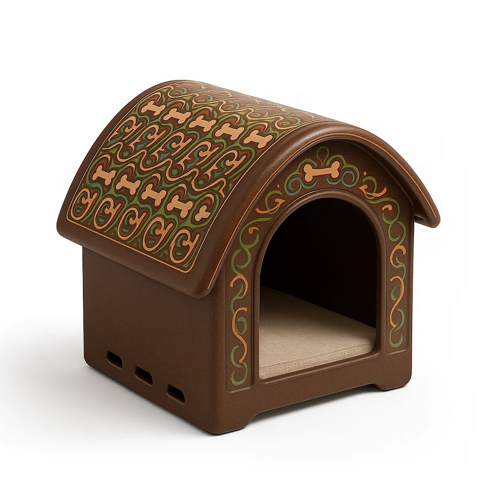 Hundehütte Aus Polypropylen Bogendach Braun 60x45x50 cm-livzexa