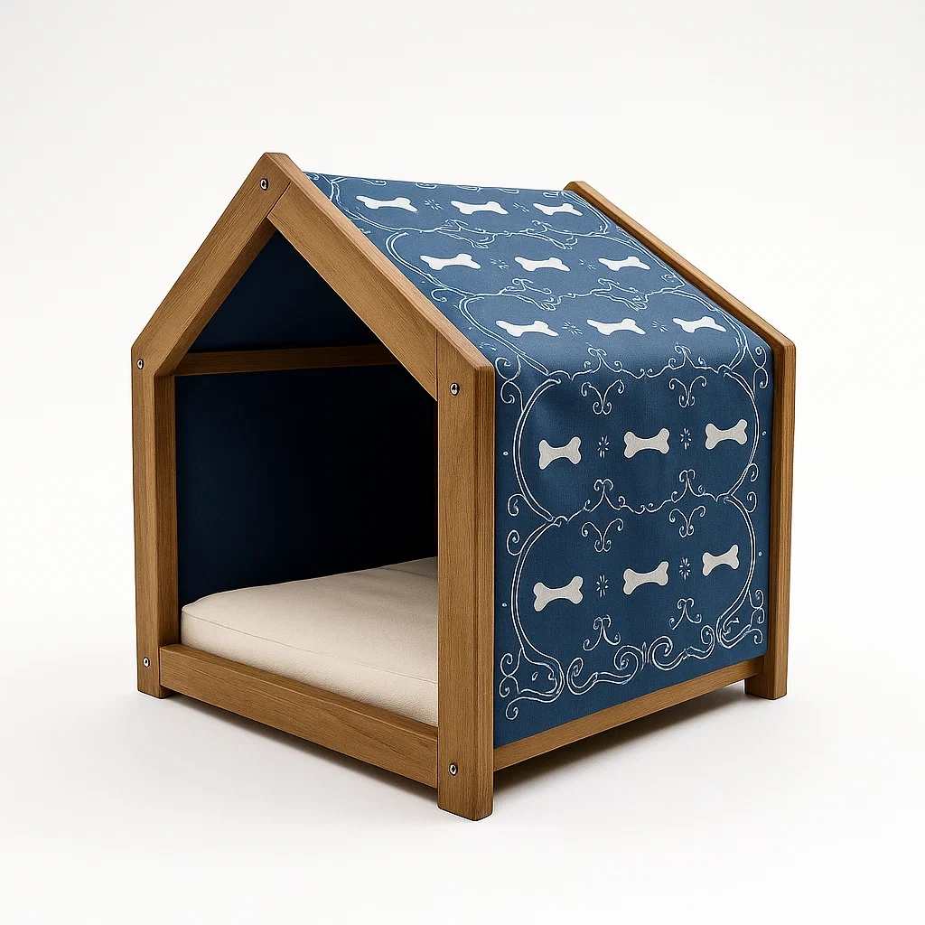 Holz-Hundehütte mit Baumwollstoffdach-livzexa