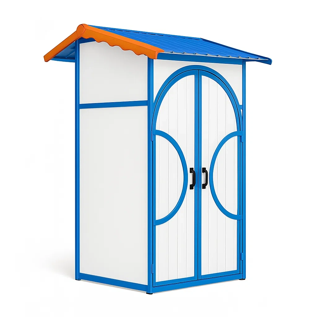 Metall-Gartenschrank mit Doppeltüren Blau/Weiß 190cm-livzexa