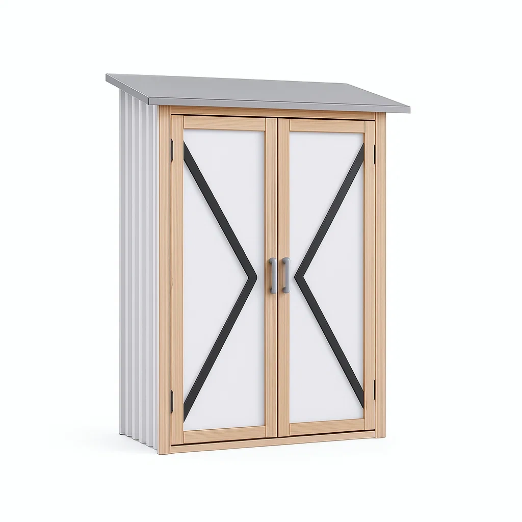 Gartenschrank Holz mit Metalltüren 180cm-livzexa