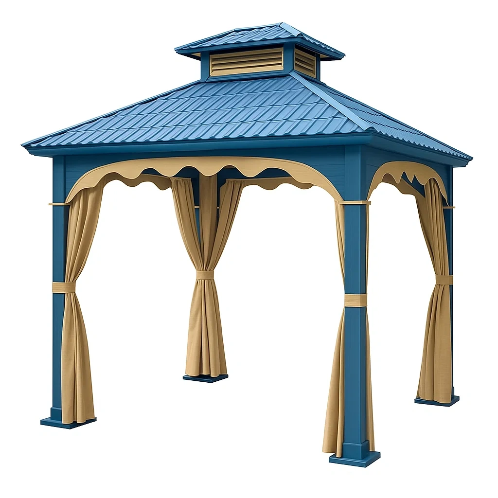 Metall Pavillon Blau Beige 300x300x250 cm-livzexa