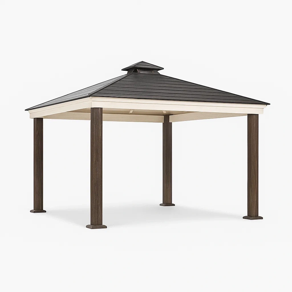 Pavillon aus Aluminium und Stahl mit dunklem Dach-livzexa