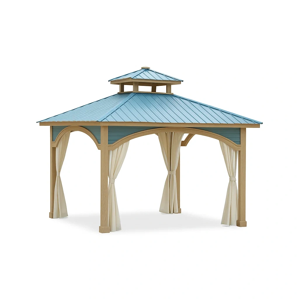 Pavillon aus Lärchenholz mit Verzinktem Dach, Blau 350x400x320 cm-livzexa