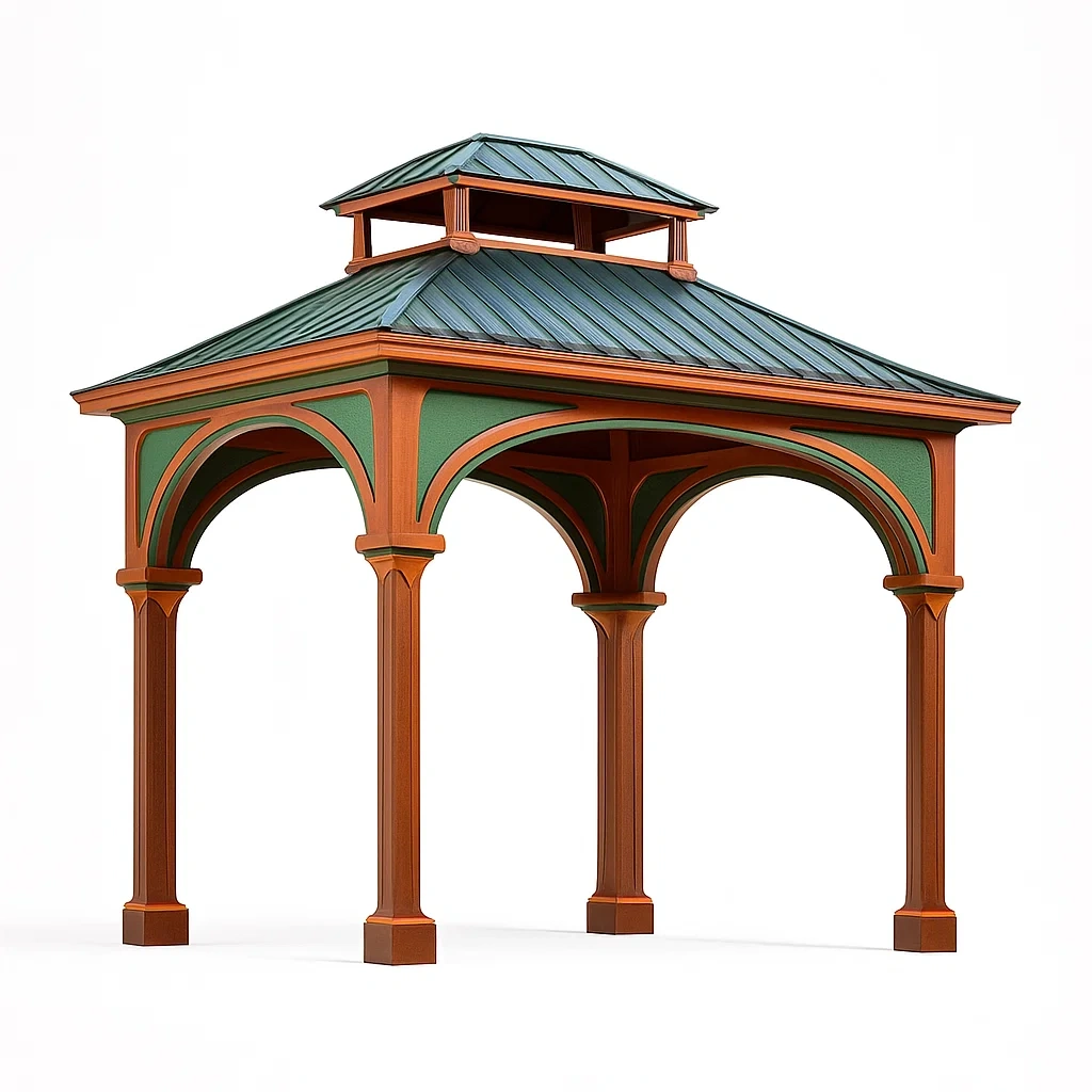 Holzpavillon mit verzinkter Stahldach Grün/Braun 300x300x350 cm-livzexa