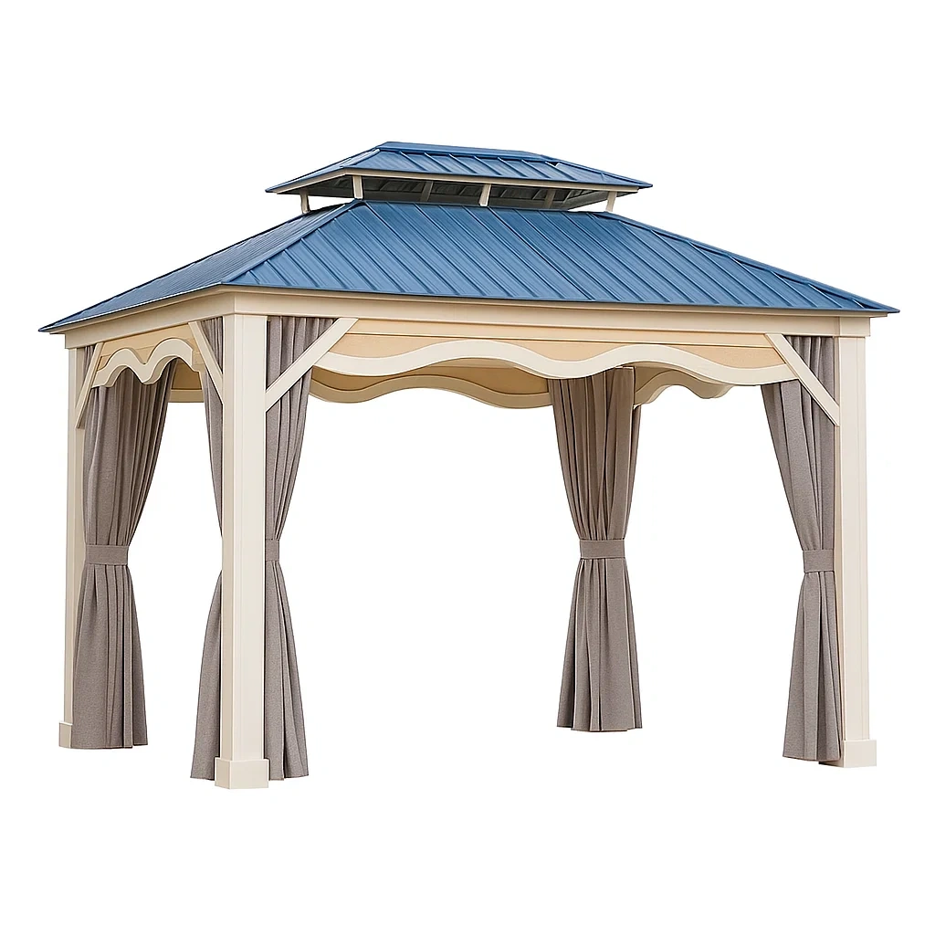 Pavillon mit Stahl- und Aluminiumrahmen, Polyester Vorhängen-livzexa