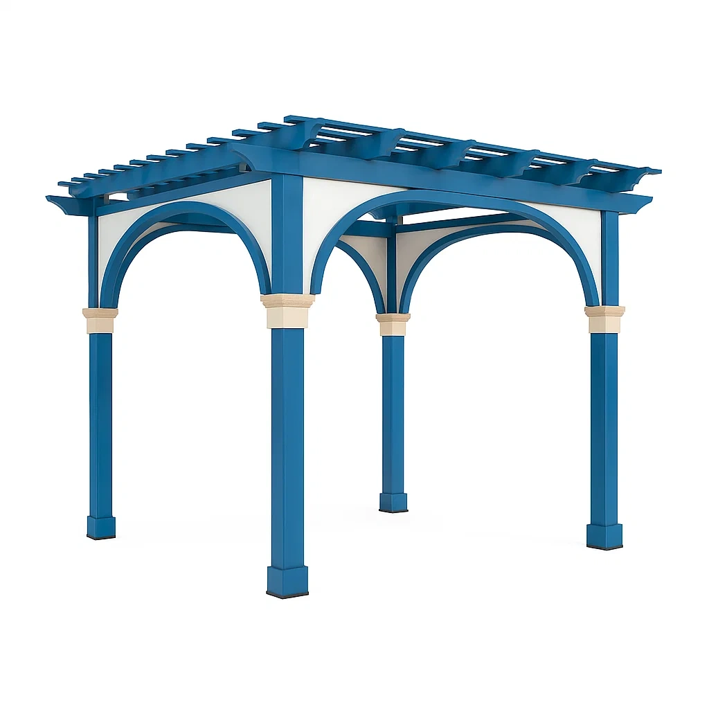 Metall Pergola Pavillon Blau/Beige 300x300x250cm-livzexa