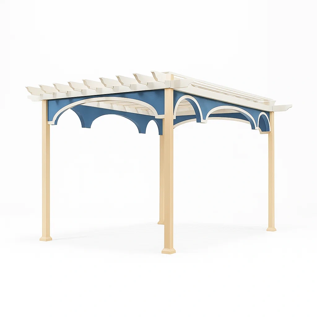 Holz-Pergola mit Blau-Weißem Design-livzexa