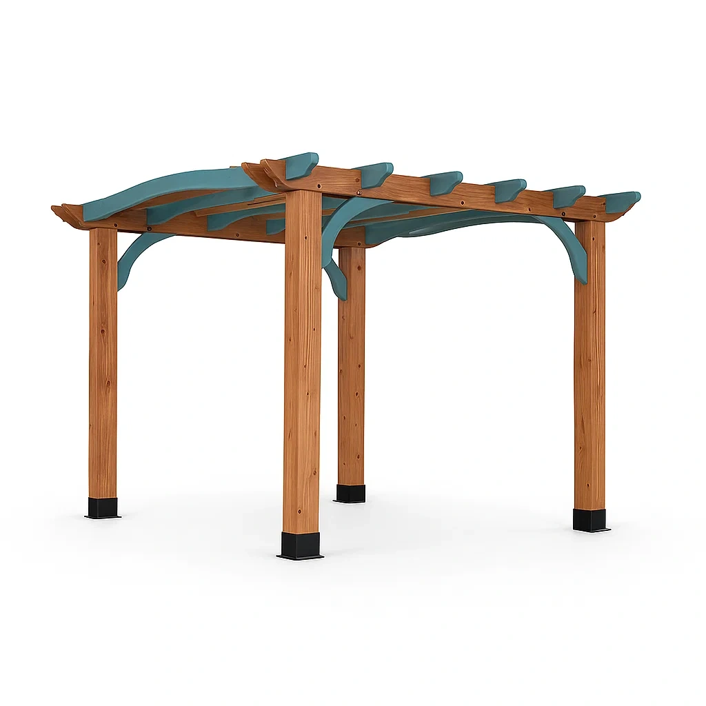 Pergola aus Zedernholz mit blauem Anstrich 300x300x260 cm-livzexa