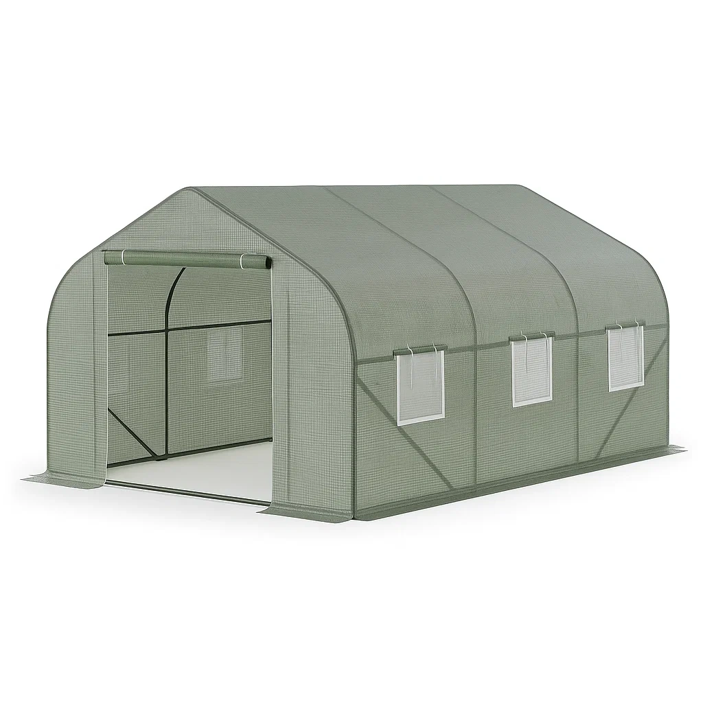 Gewächshaus Stahl PVC 300 x 200 x 190 cm Grün-livzexa