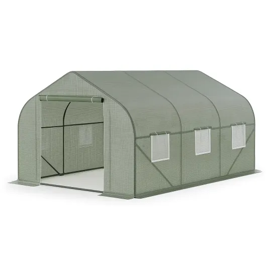 Gewächshaus Stahl PVC 300 x 200 x 190 cm Grün-livzexa