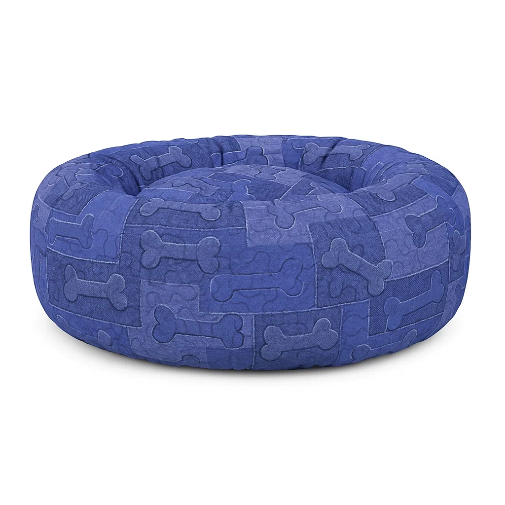 Rundes Haustierbett Blau Polyester Ø80cm-livzexa