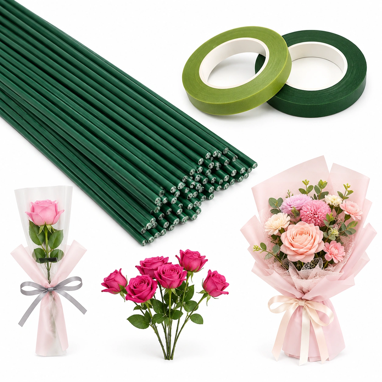 Blumenstaebe Set mit Floristenband-CozyWoodLiving