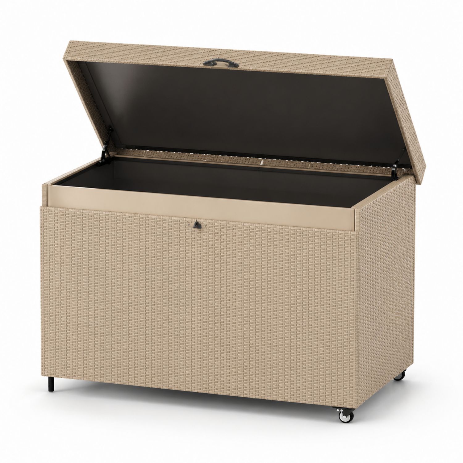 Aufbewahrungsbox Aluminium Poly Rattan Beige 120x50x60cm