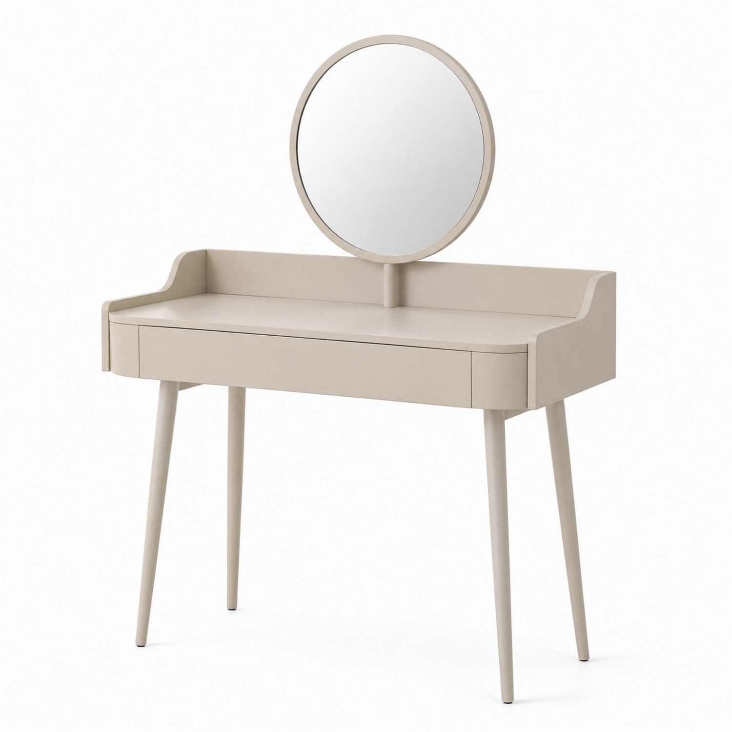 Schminktisch mit rundem Spiegel aus MDF Beige